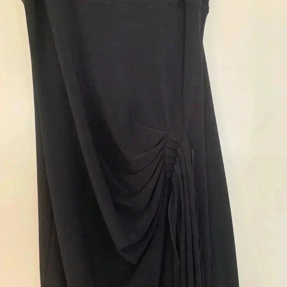 Joseph Ribkoff jersey like knit black cocktail dress w gathers at the waist - Picture 6 of 10